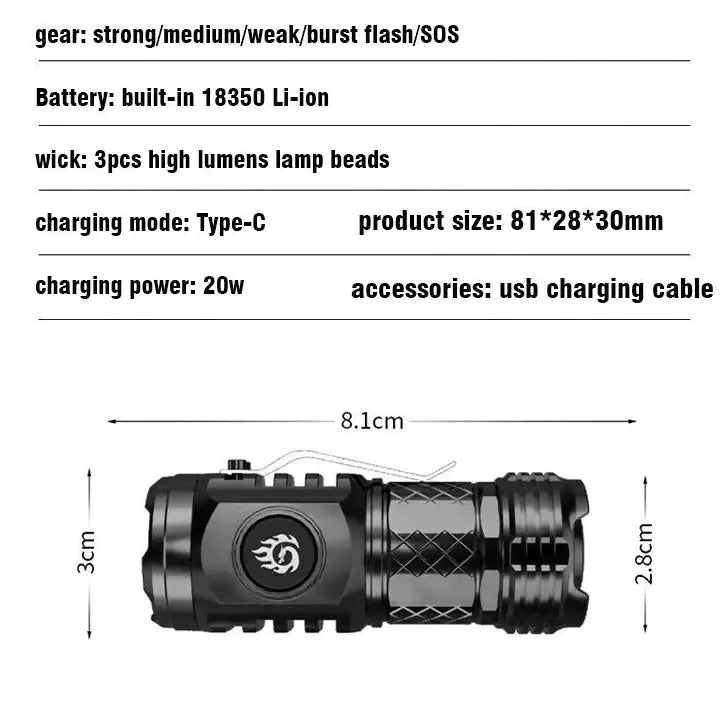 Tri Eye Monster The German Mini Super Power Flashlight