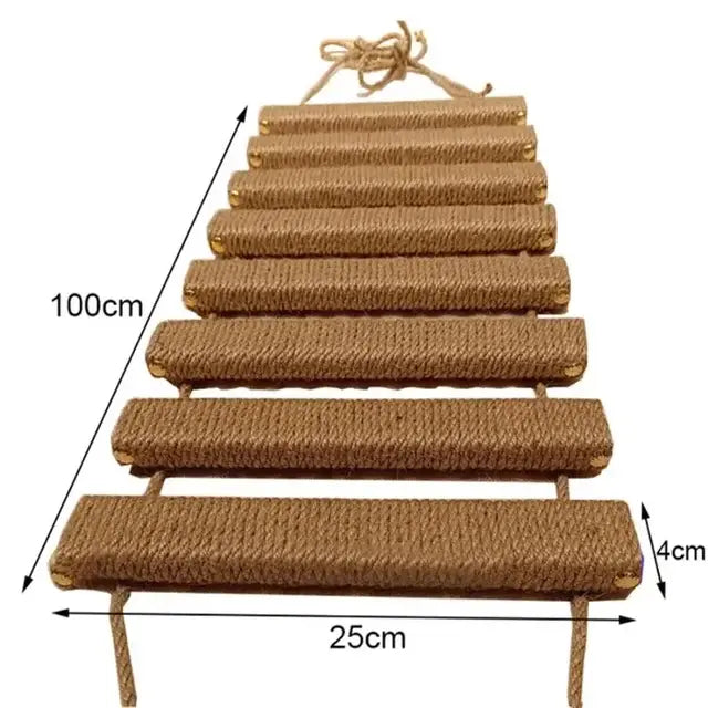 Cat Tree Wall Mounted Cat Climbing Bridge with Scratching Post and Cat Hammock Sisal Ladder for Kitten Playing  and Resting