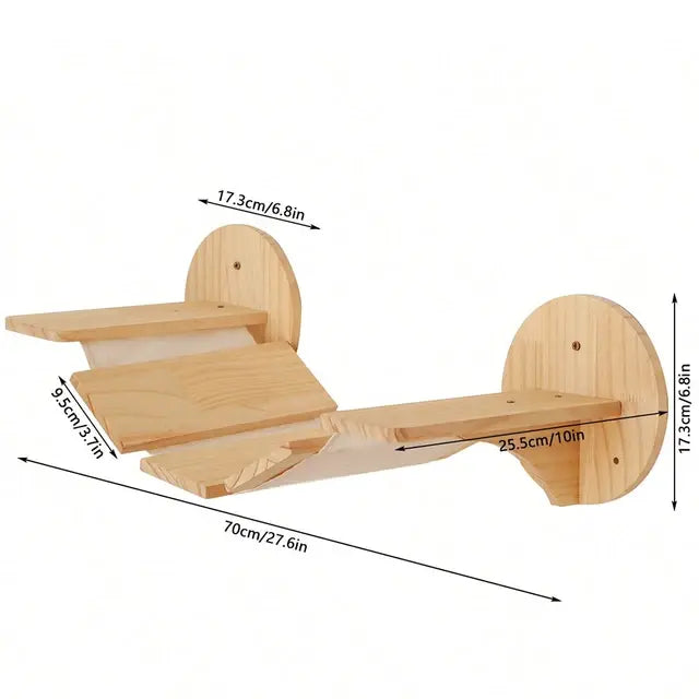 Cat Tree Wall Mounted Cat Climbing Bridge with Scratching Post and Cat Hammock Sisal Ladder for Kitten Playing  and Resting